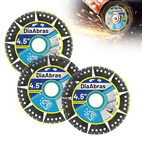 3-Pack 4.5" Diamond Multi-Purpose Saw Blades,Diamond Blade for Heavy Duty Angle Grinder Versatile Cutting Discs Tile 7/8" Arbor for Metal Marble Quartz Stone Metal Plastic Wet or Dry Use in Saudi Arabia