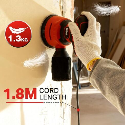 SHALL 5-Inch Random Orbital Sander, 3.2 AMP - 6 variable Speeds - Max 13000 RPM, with 30pcs Sandpaper & Detachable Dust Bag, Sanding for Polishing Woodworking, Refinish Furniture & Remove Varnish in Kuwait