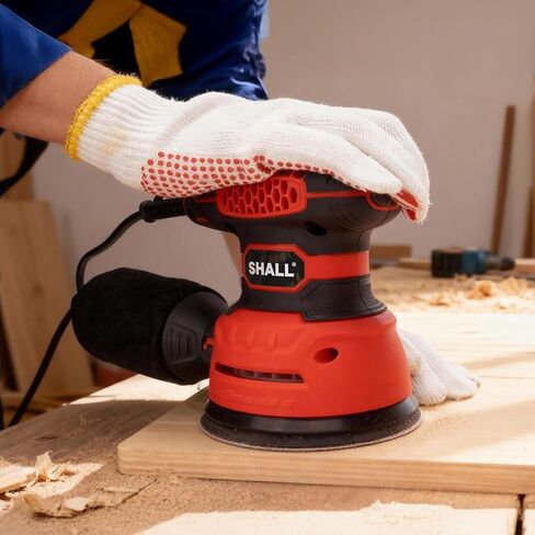 SHALL 5-Inch Random Orbital Sander, 3.2 AMP - 6 variable Speeds - Max 13000 RPM, with 30pcs Sandpaper & Detachable Dust Bag, Sanding for Polishing Woodworking, Refinish Furniture & Remove Varnish in Kuwait