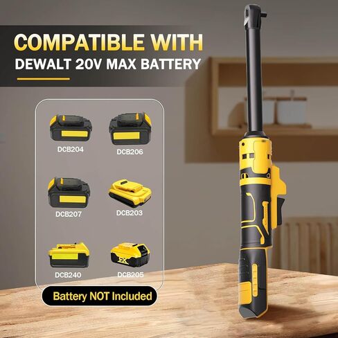 مفتاح ربط بسقاطة لاسلكي مقاس 3/8 بوصة متوافق مع بطاريات Dewalt 20V MAX (بدون بطارية) مفتاح ربط بسقاطة كهربائي ممتد مقاس 6.3 بوصة مع حقيبة LED وحقيبة أدوات و9 مقابس ومحولات وشريط تمديد 3 بوصة in Kuwait