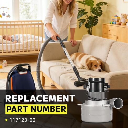 117123-00 240V Cleaner Vacuum Motor Compatible with AirVac AstroVac Beam Various Central Vacuum Systems, with Two Carbon Brushes & Gasket in Kuwait