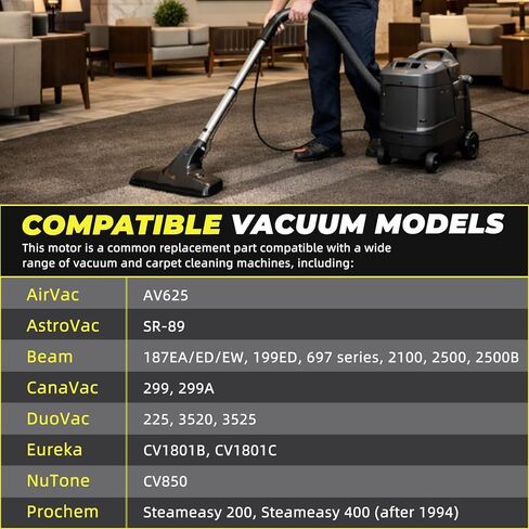 117123-00 240V Cleaner Vacuum Motor Compatible with AirVac AstroVac Beam Various Central Vacuum Systems, with Two Carbon Brushes & Gasket in Kuwait