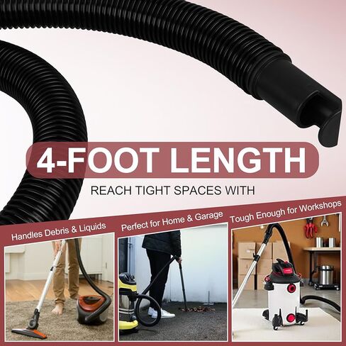 9196300 خرطوم مكنسة رطب/جاف مرن، بديل فينيل متين مقاس 1.25 بوصة × 4 أقدام للمكانس الكهربائية Shop-Vac in Kuwait