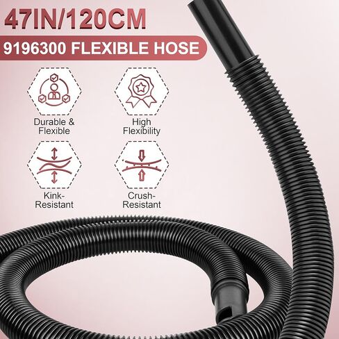 9196300 خرطوم مكنسة رطب/جاف مرن، بديل فينيل متين مقاس 1.25 بوصة × 4 أقدام للمكانس الكهربائية Shop-Vac in Kuwait
