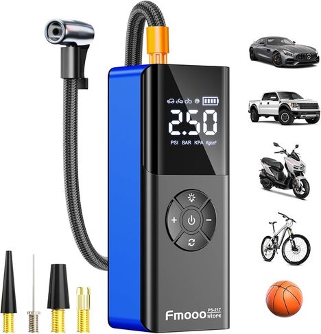 Tire Inflator Portable Air Compressor,160PSI Dual Power 6000mAh,Cordless Air Pump with Digital Gauge, LED Light and Auto Shut-Off Function, 5X Faster Air Compressor for Car, Motorcycle, Bicycle, Ball in Kuwait