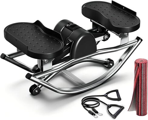 Low-Impact Rocking Steppers for Exercise at Home with Digital Display & Resistance Bands and Non-Slip Mat Equipment for Seniors & Beginners,250LBS Capacity in Saudi Arabia