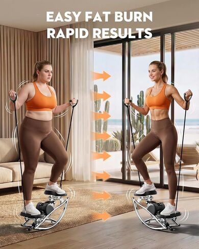 Low-Impact Rocking Steppers for Exercise at Home with Digital Display & Resistance Bands and Non-Slip Mat Equipment for Seniors & Beginners,250LBS Capacity in Saudi Arabia
