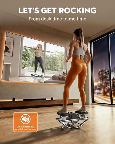 Low-Impact Rocking Steppers for Exercise at Home with Digital Display & Resistance Bands and Non-Slip Mat Equipment for Seniors & Beginners,250LBS Capacity in Saudi Arabia