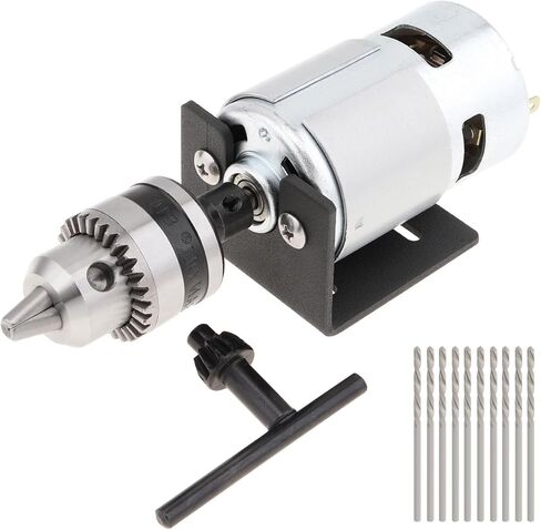 775 DC Motor Mini Table Drill 12-24V 10000-20000RPM DIY Bench Drill Lathe Press Motor Kit مثقاب تشاك ودعامة تثبيت لثقب الثقب والتلميع والقطع ومثقاب الطاولة DIY in Kuwait