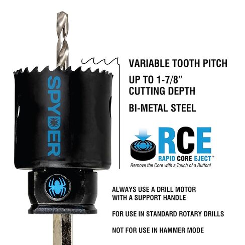 طقم منشار ثقب كهربائي رئيسي ثنائي المعدن من سبايدر، 17 قطعة، مناشير 13 فتحة، لقم طيار Hex8 وHex10 HSS، نظام أربور للإخراج السريع (601008) in Kuwait