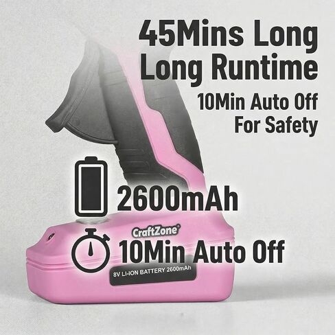 Cordless Hot Glue Gun, 8V Rechargeable Fast Preheating Glue Gun Kit with 50pcs Full Size Glue Sticks, Cordless & Rechargeable Glue Gun with Charger for DIY Art Craft Projects, Pink in Kuwait