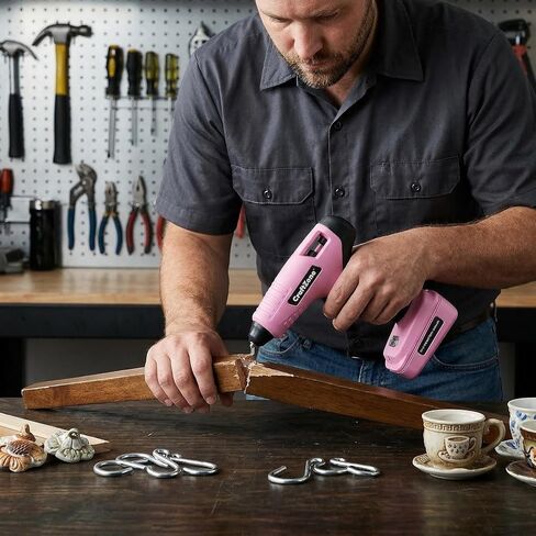 Cordless Hot Glue Gun, 8V Rechargeable Fast Preheating Glue Gun Kit with 50pcs Full Size Glue Sticks, Cordless & Rechargeable Glue Gun with Charger for DIY Art Craft Projects, Pink in Kuwait