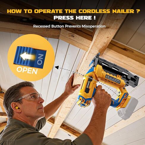 Cordless 16GA Finish Nailer Compatible with Dewalt Battery, 3/4 to 2-1/2 Inch Straight Power Motor Tool 20V,Tool-Free Adjustment, Dual Firing Modes Brad Nail Gun for Finish Work, Tool Only, 5.7LBS in Kuwait