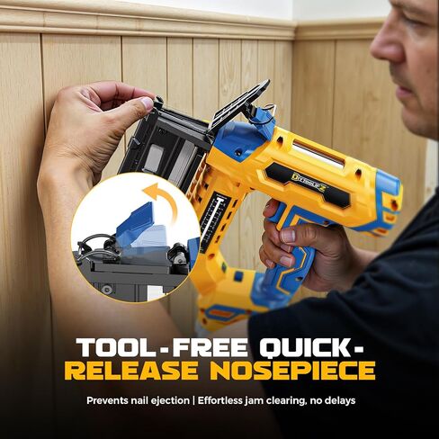 Cordless 16GA Finish Nailer Compatible with Dewalt Battery, 3/4 to 2-1/2 Inch Straight Power Motor Tool 20V,Tool-Free Adjustment, Dual Firing Modes Brad Nail Gun for Finish Work, Tool Only, 5.7LBS in Kuwait