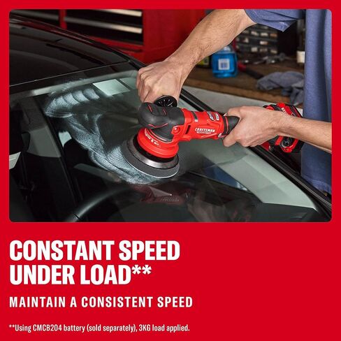 CRAFTSMAN 5 بوصة. ملمع عازل مزدوج الحركة، V20 ملمع مداري لاسلكي بدون فرشاة مع مقبض جانبي، 9 سرعات، ما يصل إلى 6000 OPM، أداة فقط (CMCE150B) in Kuwait