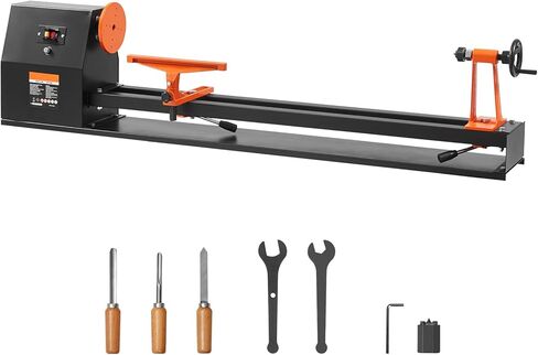 Benchtop Wood Lathe, 14 in x 40 in, 0.5 HP 370W Power Wood Turning Lathe Machine, 4 Speed Adjustable 885/1245/1715/2425 RPM with Chisels Faceplate Plastic Handle Hex Wrench, for Woodworking in Kuwait