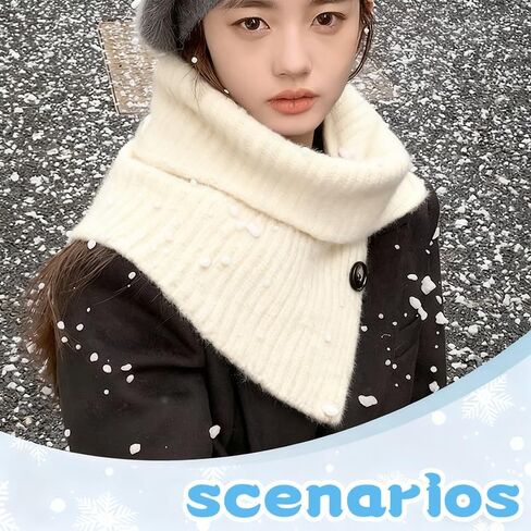 Winter Knitted Scarf With Button Fashion Neck Gaiter Shawl for Walking Outdoor Neck Scarf Protections for Women Friends in Saudi Arabia