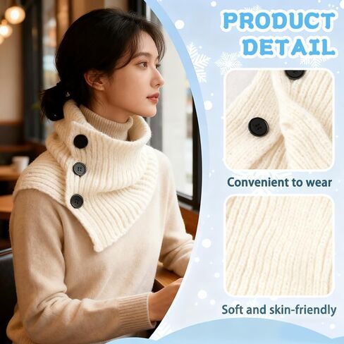Winter Knitted Scarf With Button Fashion Neck Gaiter Shawl for Walking Outdoor Neck Scarf Protections for Women Friends in Saudi Arabia