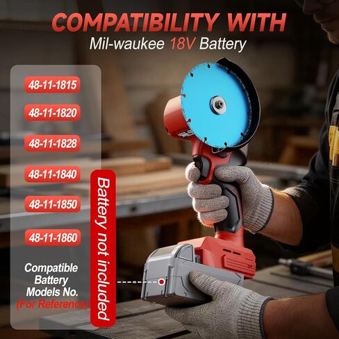 Cordless Cut Off Tool for Mil-waukee 18V Battery, 4" Cut Off Tool 18,000 RPM Brushless Motor with 3 Variable Speed, 7 Blades, Dust Cover, Mini Circular Saw for Cutting Wood, Metal, Plastic(Tool Only) in Saudi Arabia