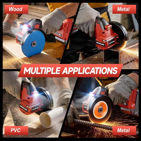 Cordless Cut Off Tool for Mil-waukee 18V Battery, 4" Cut Off Tool 18,000 RPM Brushless Motor with 3 Variable Speed, 7 Blades, Dust Cover, Mini Circular Saw for Cutting Wood, Metal, Plastic(Tool Only) in Saudi Arabia