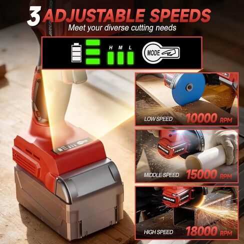 Cordless Cut Off Tool for Mil-waukee 18V Battery, 4" Cut Off Tool 18,000 RPM Brushless Motor with 3 Variable Speed, 7 Blades, Dust Cover, Mini Circular Saw for Cutting Wood, Metal, Plastic(Tool Only) in Saudi Arabia