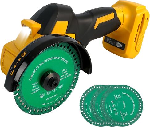 أداة قطع لاسلكية 4 بوصة متوافقة مع DeWalt 20V (الأداة الوحيدة)، محرك بدون فرش 18000 دورة في الدقيقة، 4 قطع منشار دائري 4 بوصة، أقصى سمك للشفرة 1.2 مم للخشب/المعدن/البلاستيك (مناسب لـ De-Walt 20V) in Kuwait