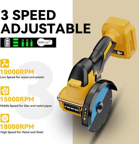 أداة قطع لاسلكية لبطارية Dewalt 20V Max (أداة فقط)، منشار قطع بدون فرش 4 بوصة 18000 دورة في الدقيقة، 3 سرعات متغيرة، مع 7 شفرات منشار 4 بوصة لقطع المعادن/الخشب/البلاستيك، بدون بطارية in Kuwait