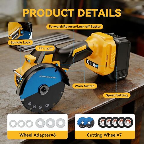 أداة قطع لاسلكية لبطارية Dewalt 20V Max (أداة فقط)، منشار قطع بدون فرش 4 بوصة 18000 دورة في الدقيقة، 3 سرعات متغيرة، مع 7 شفرات منشار 4 بوصة لقطع المعادن/الخشب/البلاستيك، بدون بطارية in Kuwait