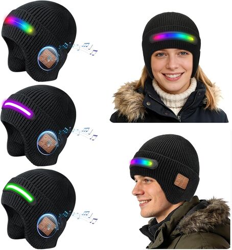 Bluetooth LED Beanie with RGB Light，Built-in Speaker Mic , Stocking Stuffers for Men Adult Women,Christmas Gifts for Mens And Dad in Saudi Arabia