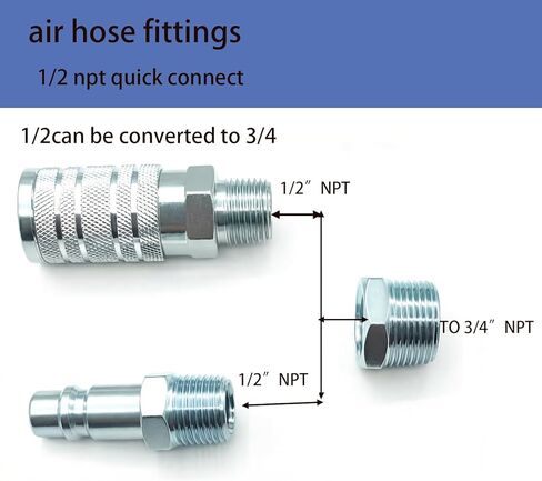 7PCS 1/2 inch NPT Industrial Air Hose Fittings Kit, Includes Male & Female Quick Connect Couplers and Plugs, for Pneumatic Tools, Automotive, Factory Use in Kuwait