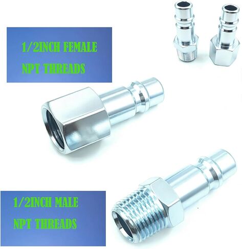 7PCS 1/2 inch NPT Industrial Air Hose Fittings Kit, Includes Male & Female Quick Connect Couplers and Plugs, for Pneumatic Tools, Automotive, Factory Use in Kuwait