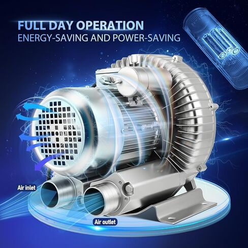 2.4HP Regenerative Blower 110-120V, 1.8KW 150CFM High Pressure Vortex Air Pump, Industrial Vacuum Pump for Sewage Aeration, Fish Pond, CNC Vacuum Table and Pneumatic Conveying, <60dB Low Noise in Kuwait