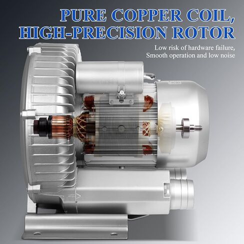 2.4HP Regenerative Blower 110-120V, 1.8KW 150CFM High Pressure Vortex Air Pump, Industrial Vacuum Pump for Sewage Aeration, Fish Pond, CNC Vacuum Table and Pneumatic Conveying, <60dB Low Noise in Kuwait