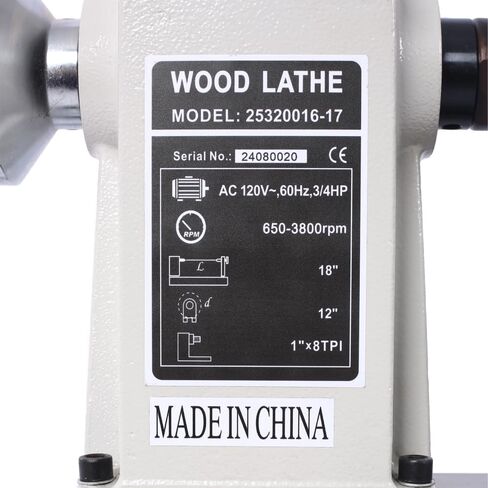 12" x 18" Wood Lathe, Benchtop Wood Lathe Machine 3/4 HP Infinitely Variable Speed 650-3800 RPM for Woodworking, Woodturning in Kuwait