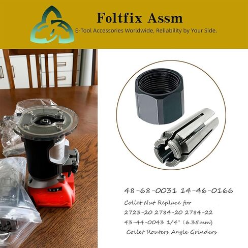 48-68-0031 14-46-0166 Collet Nut Replace for Milwaukee 2723-20 2784-20 2784-22 2984-20 43-44-0043 1/4"（6.35mm) Collet Routers Angle Grinders in Kuwait