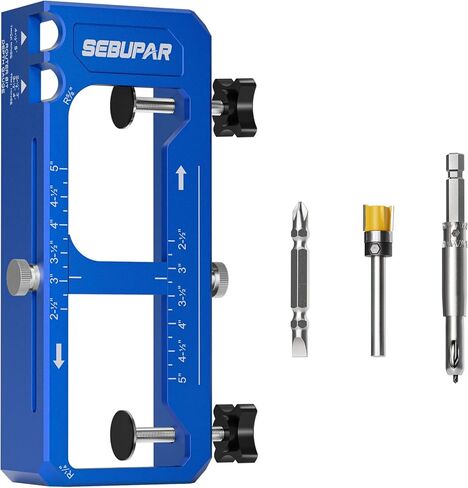 Door Hinge Jig, Aluminum Alloy Router Template Kit, Adjustable Mortise Jig for 2.5" to 5" Hinges, Fits 1/4" 5/8" Radius & Square Corner Hinges for 1-3/4" Thick Doors, Red in Kuwait