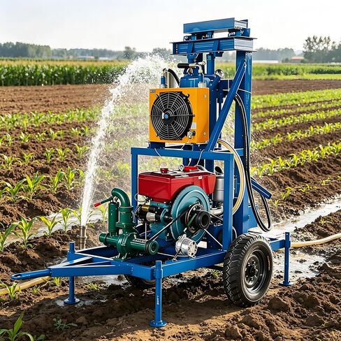 150M Hydraulic JJfor Sale, Portable Trailer Mounted Borehole Drilling Machine Heavy Duty Well Drill Equipment with Mud Pump for Home Farm Irrigation Residential Remote Areas in Kuwait