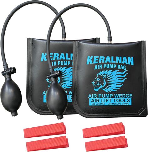 Air Wedge Pump Bag 2 Pack – 300lbs Heavy-Duty 840D Nylon & TPU Door Lifting Bag with Quick-Release Valve & 4 Plastic Wedges, 2.4" Lift Height, Surface-Safe Tool for Door/Window/Furniture Installation in Kuwait