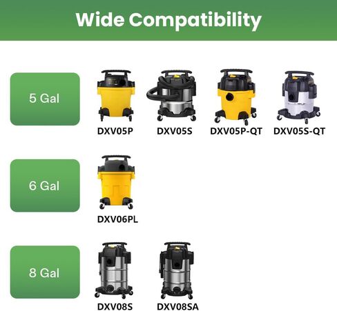 12 Pack DXVA19-4104 Shop Vac Bags Compatible with DEWALT 5 to 8 Gallon Wet/Dry Vacuum, Disposable Filter Bags in Kuwait