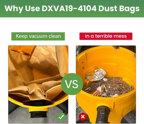 12 Pack DXVA19-4104 Shop Vac Bags Compatible with DEWALT 5 to 8 Gallon Wet/Dry Vacuum, Disposable Filter Bags in Kuwait