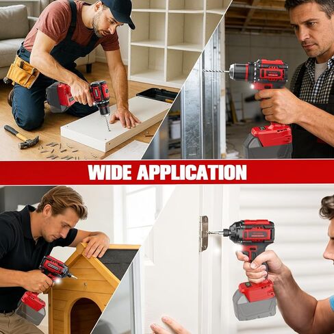 Ecarke Cordless Drill Driver Impact Driver Compatible with Milwaukee 18V Battery(Bare Only), Brushless Power Tool Combo Kit, 3/8'' Drill 2800 In-lbs & 1/4'' Driver 440 In-lbs for Home DIY Woodworking in Kuwait