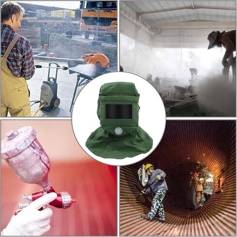 Sand Blasting Hood Cap, Canvas Shawl Cap Dustproof Windproof Sandblasting Tool Mask Cut Scratch Heat Resistant Neck Protector Sand Blasting Hood Mask in Kuwait