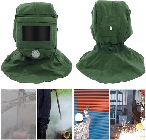 Sand Blasting Hood Cap, Canvas Shawl Cap Dustproof Windproof Sandblasting Tool Mask Cut Scratch Heat Resistant Neck Protector Sand Blasting Hood Mask in Kuwait