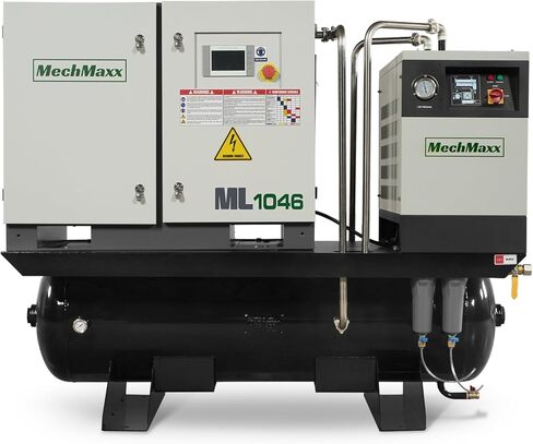 ضاغط هواء لولبي دوار مدمج بقوة 10 حصان من MechMaxx مع مجفف وخزان ASME سعة 66 جالونًا | 32 قدم مكعب في الدقيقة، 116 رطل لكل بوصة مربعة، 460 فولت 3 مراحل - درجة صناعية، ML1046 in Kuwait