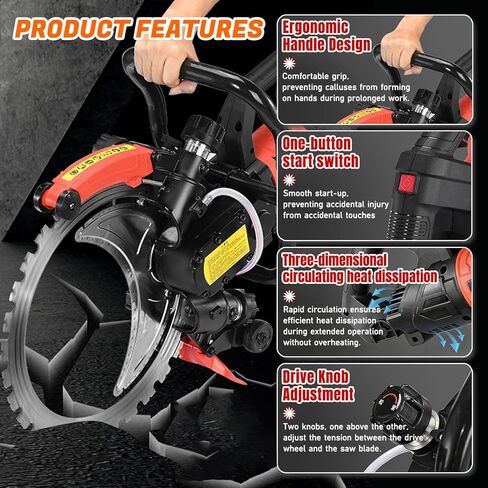 16" Concrete Ring Saw, 9500W Toroidal Electric Concrete Saw Cutting Machine, Wet Cutting System, Max Cutting Depth 11.8" Electric Ring Cutter For Brick, Concrete, Marble And Rebar(9500W) in Kuwait