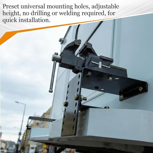 دعامة دعم ممتص الصدمات من Outus Bumper Vice Mount Rv مثقوبة مسبقًا لتعديل الارتفاع متعدد الاستخدامات، يمكن ربطها بسهولة بشاحنة المرافق أو شاحنة جسم الخدمة، الأجهزة متضمنة، فولاذ كربوني، أسود in Kuwait
