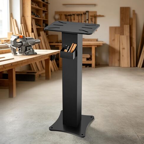 Bench Grinder Stand, Heavy-Duty Floor Pedestal with 13.77" x 9.84" Mounting Plate, 32.67" Height, Pre-Cut Slots & Water Pot, Compatible with Bench Grinders, Vises, Drill Press and More in Kuwait