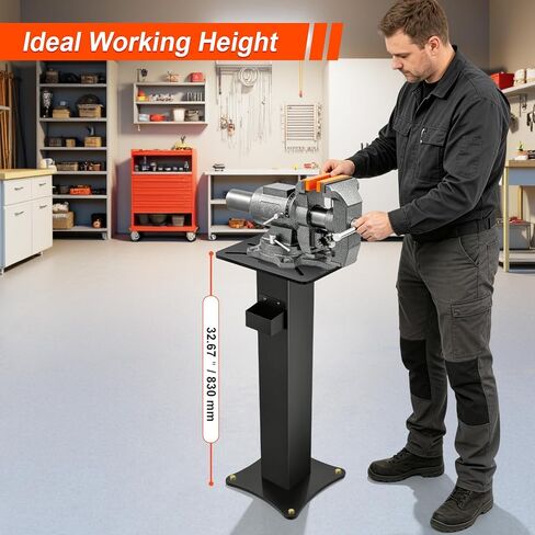 Bench Grinder Stand, Heavy-Duty Floor Pedestal with 13.77" x 9.84" Mounting Plate, 32.67" Height, Pre-Cut Slots & Water Pot, Compatible with Bench Grinders, Vises, Drill Press and More in Kuwait