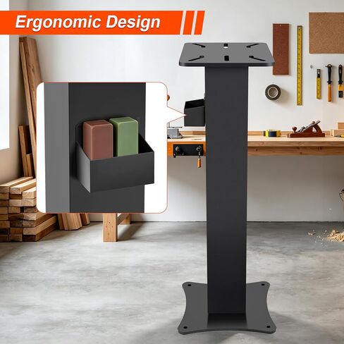 Bench Grinder Stand, Heavy-Duty Floor Pedestal with 13.77" x 9.84" Mounting Plate, 32.67" Height, Pre-Cut Slots & Water Pot, Compatible with Bench Grinders, Vises, Drill Press and More in Kuwait