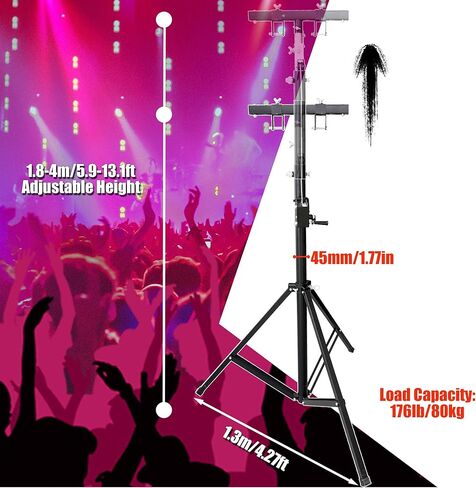 INTSUPERMAI Two (2) xTruss Lighting Crank Stand Light Trussing Stands Portable Crank Lighting Stand System T-Bars Triangle Truss 5.91-13.12in Height for Lighting Audio Stage Mounting in Kuwait